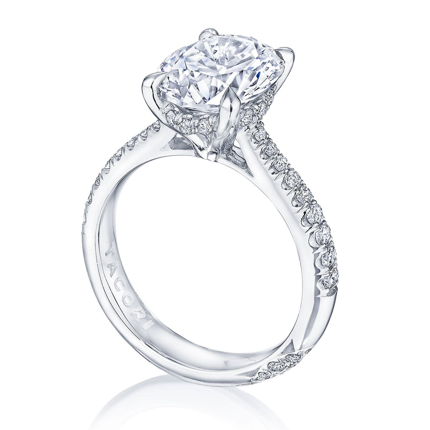 Tacori Platinum Founder's Royal T Round Solitaire Semi- Mount Diamond Engagement Ring .033ctw
*Setting Only, Center Stone Not Included